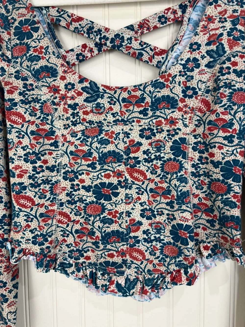 New Free People Melanie Long Sleeve Top in Sand Combo Size Large